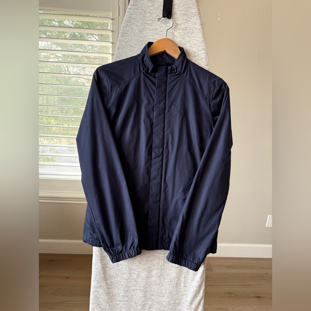 Ralph Lauren Golf Womens Navy Blue Windbreaker Jacket Full Zip Stand Collar M